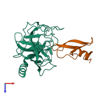 PDB entry 1brc coloured by chain, top view.