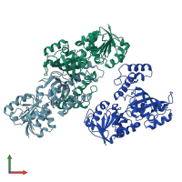PDB entry 1brm coloured by chain, front view.