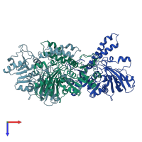 PDB entry 1brm coloured by chain, top view.