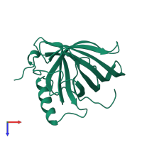 PDB entry 1brq coloured by chain, top view.