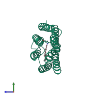 PDB entry 1brx coloured by chain, side view.