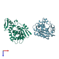 PDB entry 1bry coloured by chain, top view.