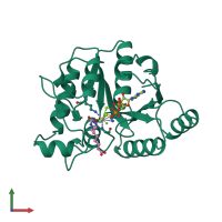 PDB entry 1bs1 coloured by chain, front view.