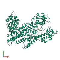 PDB entry 1bs2 coloured by chain, front view.