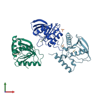 PDB entry 1bs8 coloured by chain, front view.