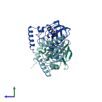 PDB entry 1bs8 coloured by chain, side view.