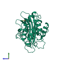 PDB entry 1bsg coloured by chain, side view.