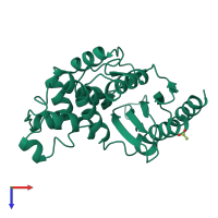 PDB entry 1bsg coloured by chain, top view.
