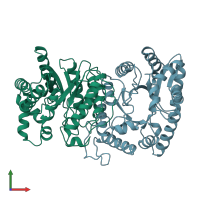 PDB entry 1bsl coloured by chain, front view.