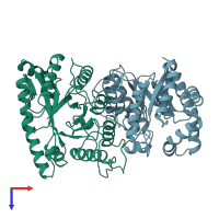 PDB entry 1bsl coloured by chain, top view.