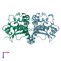 PDB entry 1bsm coloured by chain, top view.