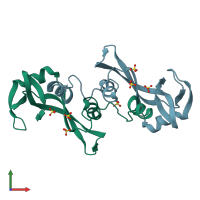 PDB entry 1bsr coloured by chain, front view.