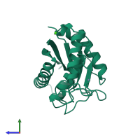 PDB entry 1bsw coloured by chain, side view.