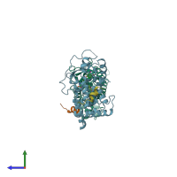 PDB entry 1bsx coloured by chain, side view.