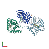 PDB entry 1bsz coloured by chain, front view.