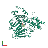 PDB entry 1bt4 coloured by chain, front view.