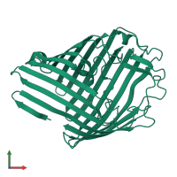 PDB entry 1bt9 coloured by chain, front view.