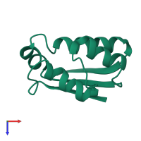 PDB entry 1bta coloured by chain, top view.