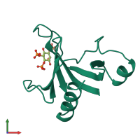 PDB entry 1btn coloured by chain, front view.
