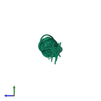 PDB entry 1btt coloured by chain, ensemble of 21 models, side view.