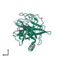 PDB entry 1btu coloured by chain, side view.