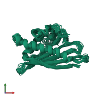 PDB entry 1btv coloured by chain, ensemble of 20 models, front view.