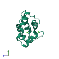 PDB entry 1bu3 coloured by chain, side view.
