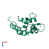PDB entry 1bu3 coloured by chain, top view.