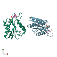 PDB entry 1bu5 coloured by chain, front view.