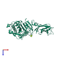 PDB entry 1bu8 coloured by chain, top view.