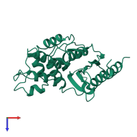 PDB entry 1bue coloured by chain, top view.