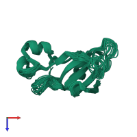 PDB entry 1buj coloured by chain, ensemble of 20 models, top view.