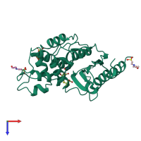 PDB entry 1bul coloured by chain, top view.
