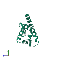 PDB entry 1buo coloured by chain, side view.