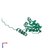 PDB entry 1buo coloured by chain, top view.