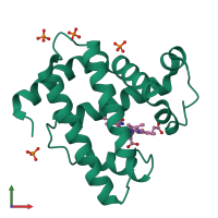 PDB entry 1bvc coloured by chain, front view.