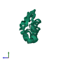 PDB entry 1bvm coloured by chain, ensemble of 20 models, side view.