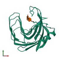 PDB entry 1bvv coloured by chain, front view.