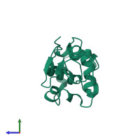 PDB entry 1bvx coloured by chain, side view.