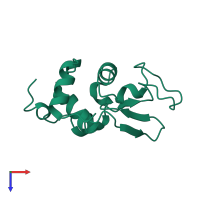 PDB entry 1bvx coloured by chain, top view.