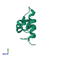 PDB entry 1bw6 coloured by chain, side view.