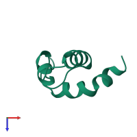 PDB entry 1bw6 coloured by chain, top view.