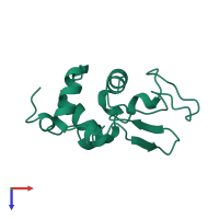 PDB entry 1bwh coloured by chain, top view.