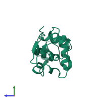 PDB entry 1bwi coloured by chain, side view.