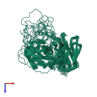 PDB entry 1bwm coloured by chain, ensemble of 15 models, top view.