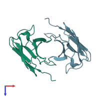 PDB entry 1bww coloured by chain, top view.