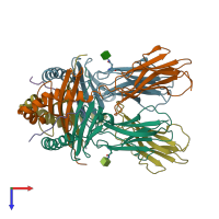 PDB entry 1bx2 coloured by chain, top view.