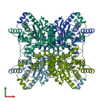 PDB entry 1bxc coloured by chain, front view.