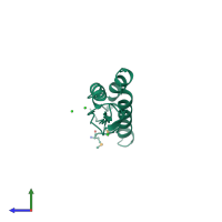 PDB entry 1bxe coloured by chain, side view.