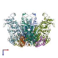 PDB entry 1bxn coloured by chain, top view.